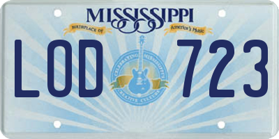 MS license plate LOD723