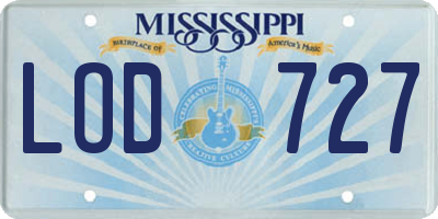 MS license plate LOD727