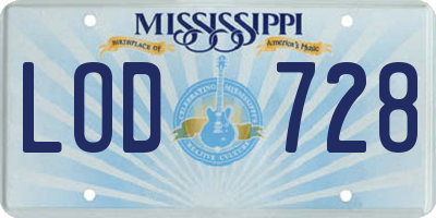 MS license plate LOD728
