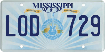 MS license plate LOD729