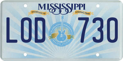 MS license plate LOD730