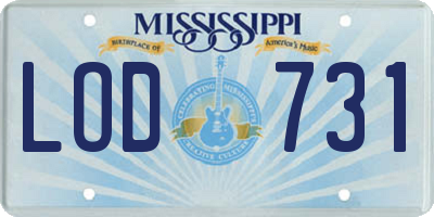 MS license plate LOD731