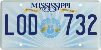 MS license plate LOD732