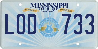 MS license plate LOD733