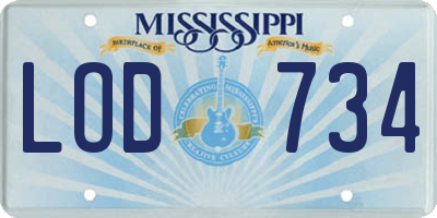 MS license plate LOD734