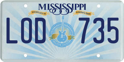 MS license plate LOD735