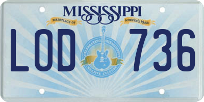 MS license plate LOD736
