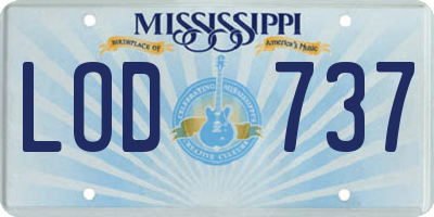 MS license plate LOD737