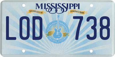 MS license plate LOD738