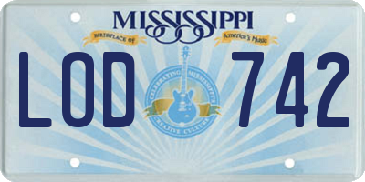 MS license plate LOD742