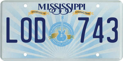 MS license plate LOD743