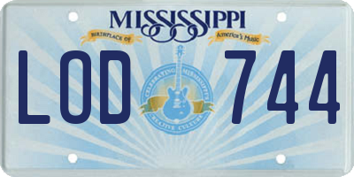 MS license plate LOD744