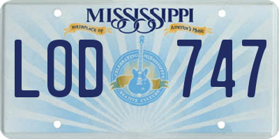 MS license plate LOD747