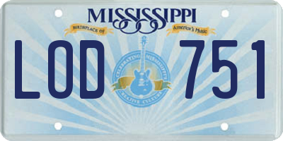 MS license plate LOD751