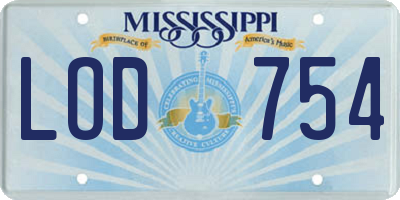 MS license plate LOD754