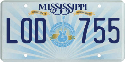 MS license plate LOD755