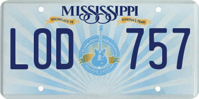 MS license plate LOD757