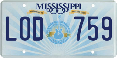 MS license plate LOD759