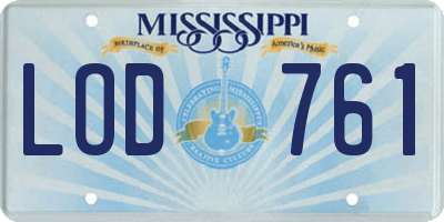 MS license plate LOD761
