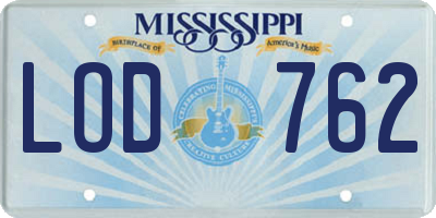 MS license plate LOD762