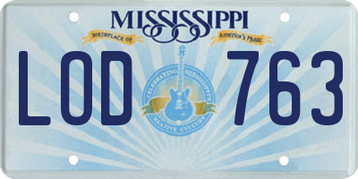 MS license plate LOD763