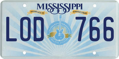 MS license plate LOD766