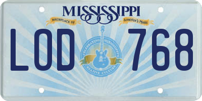 MS license plate LOD768