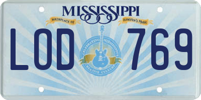 MS license plate LOD769