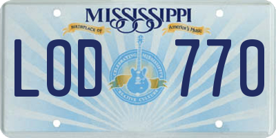 MS license plate LOD770
