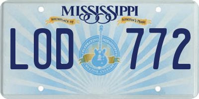 MS license plate LOD772