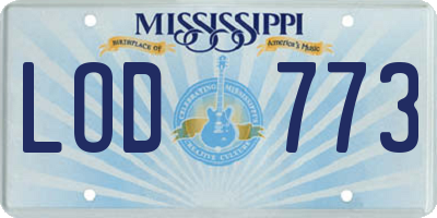 MS license plate LOD773