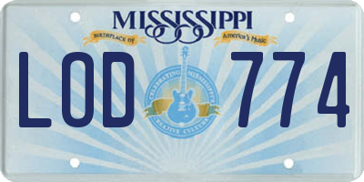 MS license plate LOD774