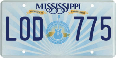 MS license plate LOD775