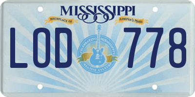 MS license plate LOD778