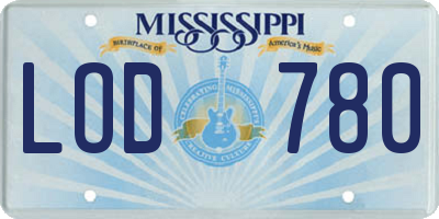 MS license plate LOD780