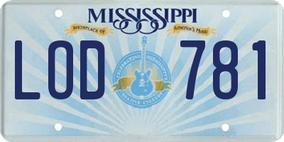 MS license plate LOD781