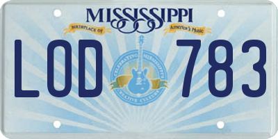 MS license plate LOD783