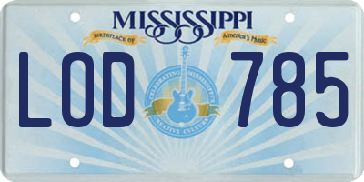 MS license plate LOD785