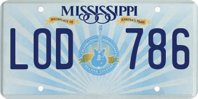 MS license plate LOD786