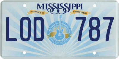 MS license plate LOD787