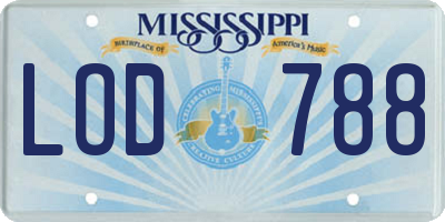 MS license plate LOD788