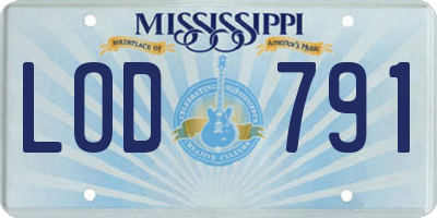MS license plate LOD791