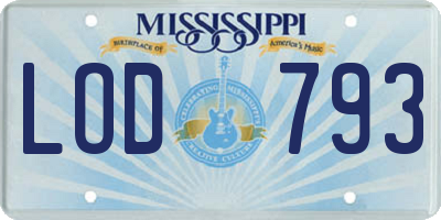 MS license plate LOD793