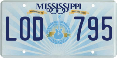 MS license plate LOD795