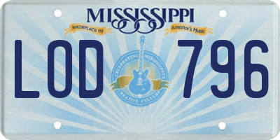 MS license plate LOD796