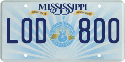 MS license plate LOD800