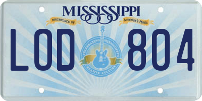 MS license plate LOD804