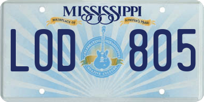 MS license plate LOD805