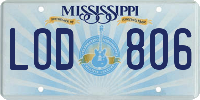 MS license plate LOD806