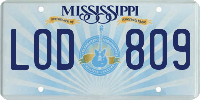 MS license plate LOD809